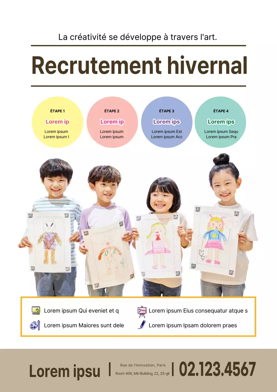 Beige photo emphasis Neat art school recruitment promotion