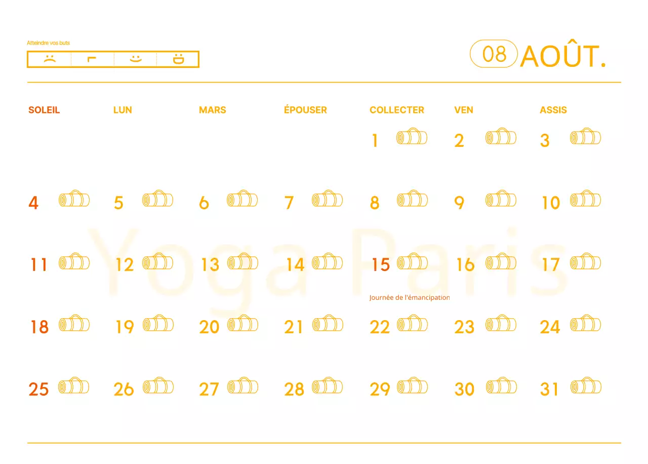 Calendriers orange à distribuer lors de la promotion de votre studio de yoga