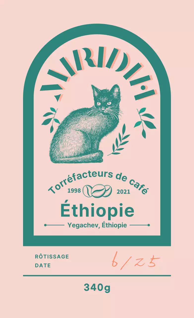 Guide des marques et des grains de café avec un design typographique vert et rose