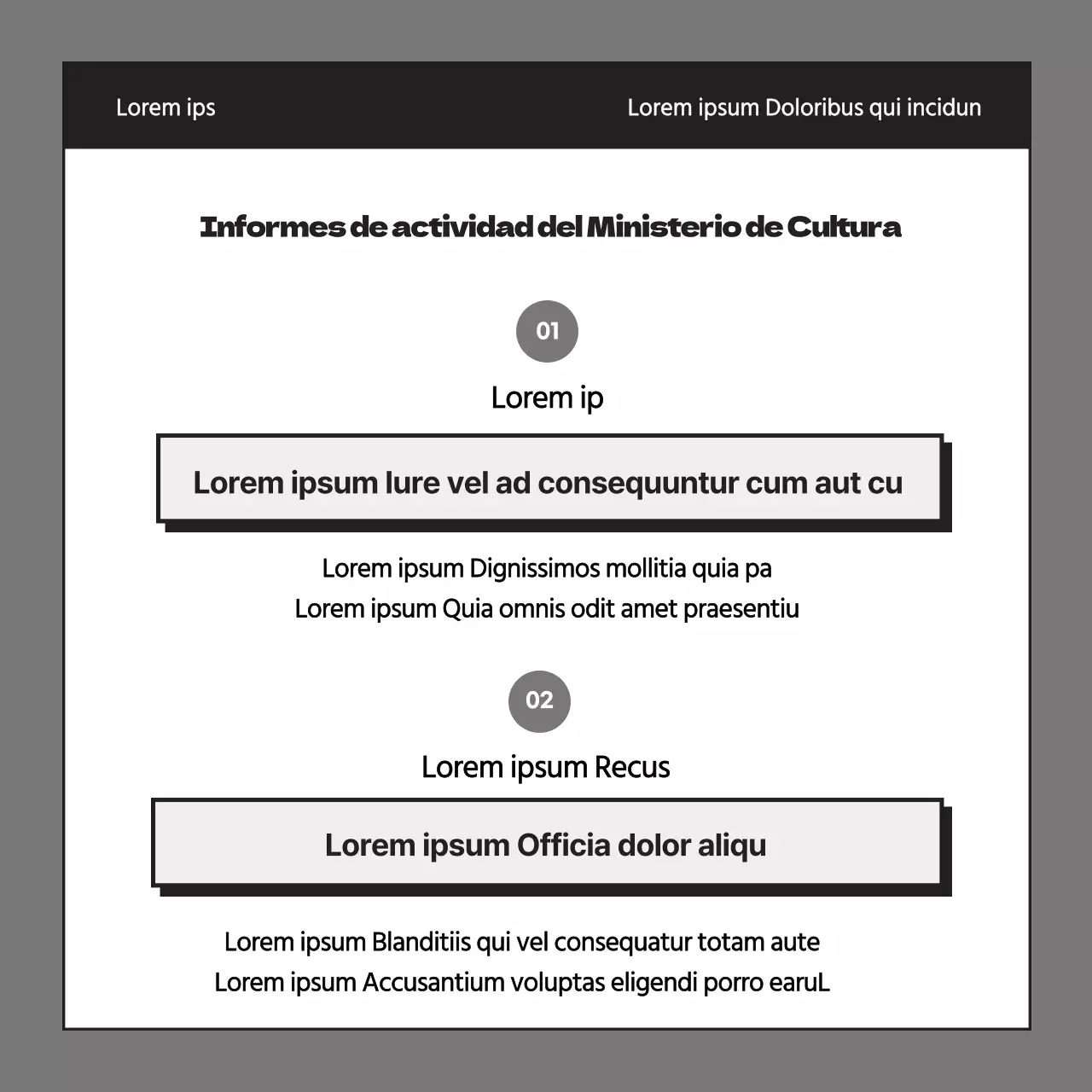 Un sencillo informe gris y negro sobre las actividades del sindicato de estudiantes