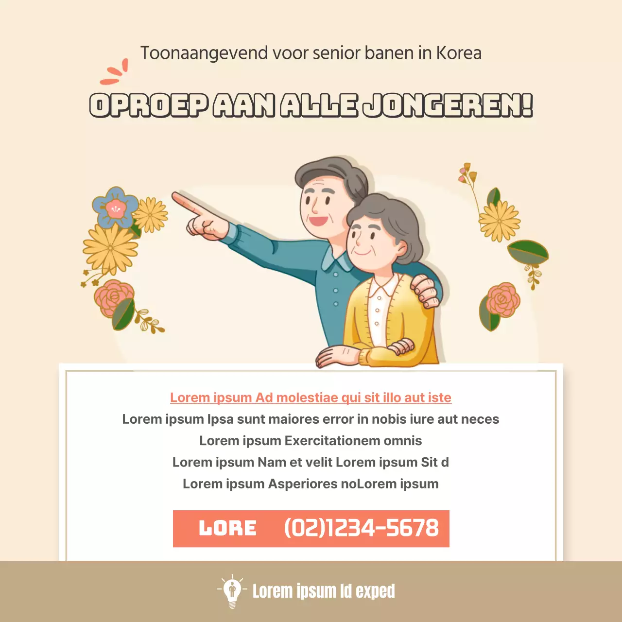 Beige illustratie concept openbaar werk ouderen vacature kaartNieuws