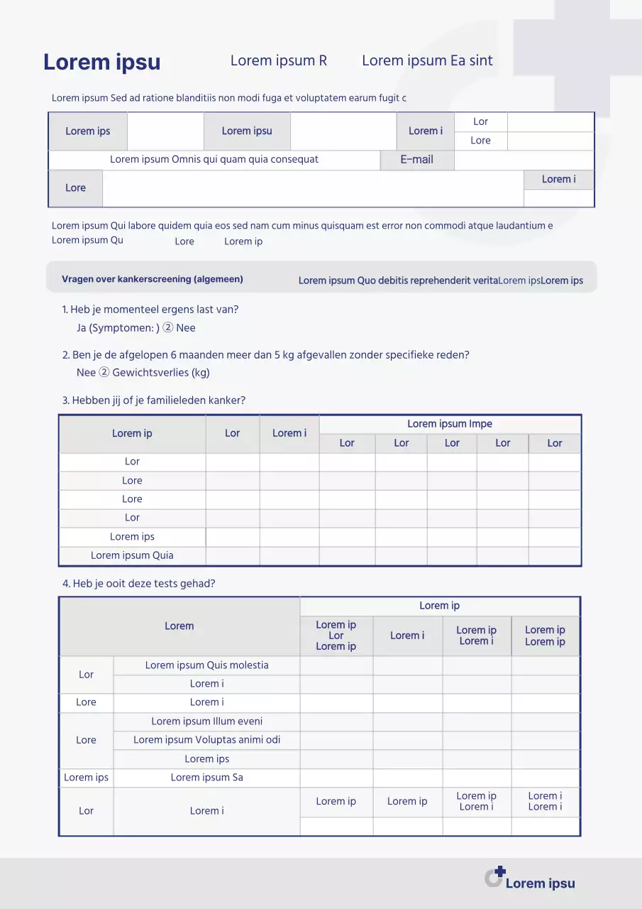 Grijze en marineblauwe vragenlijst voor kankerscreening