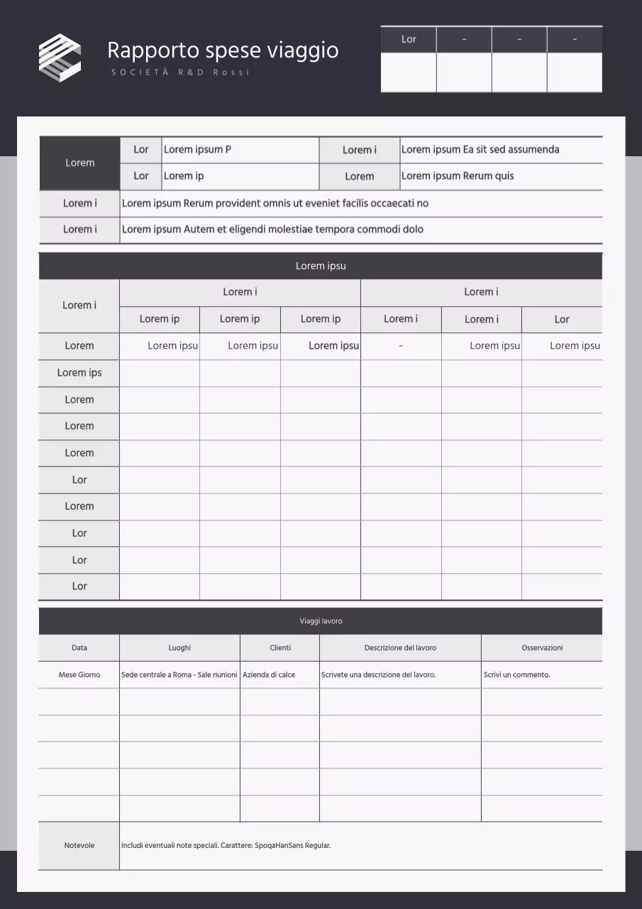 Semplici note spese di viaggio in nero e grigio