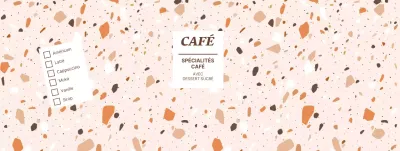 Gobelets en papier avec motifs de formes colorées pour la présentation du menu des boissons dans les cafés