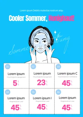 Blaue und rosafarbene Hautpflege illustriert Sommerveranstaltung der Dermatologie