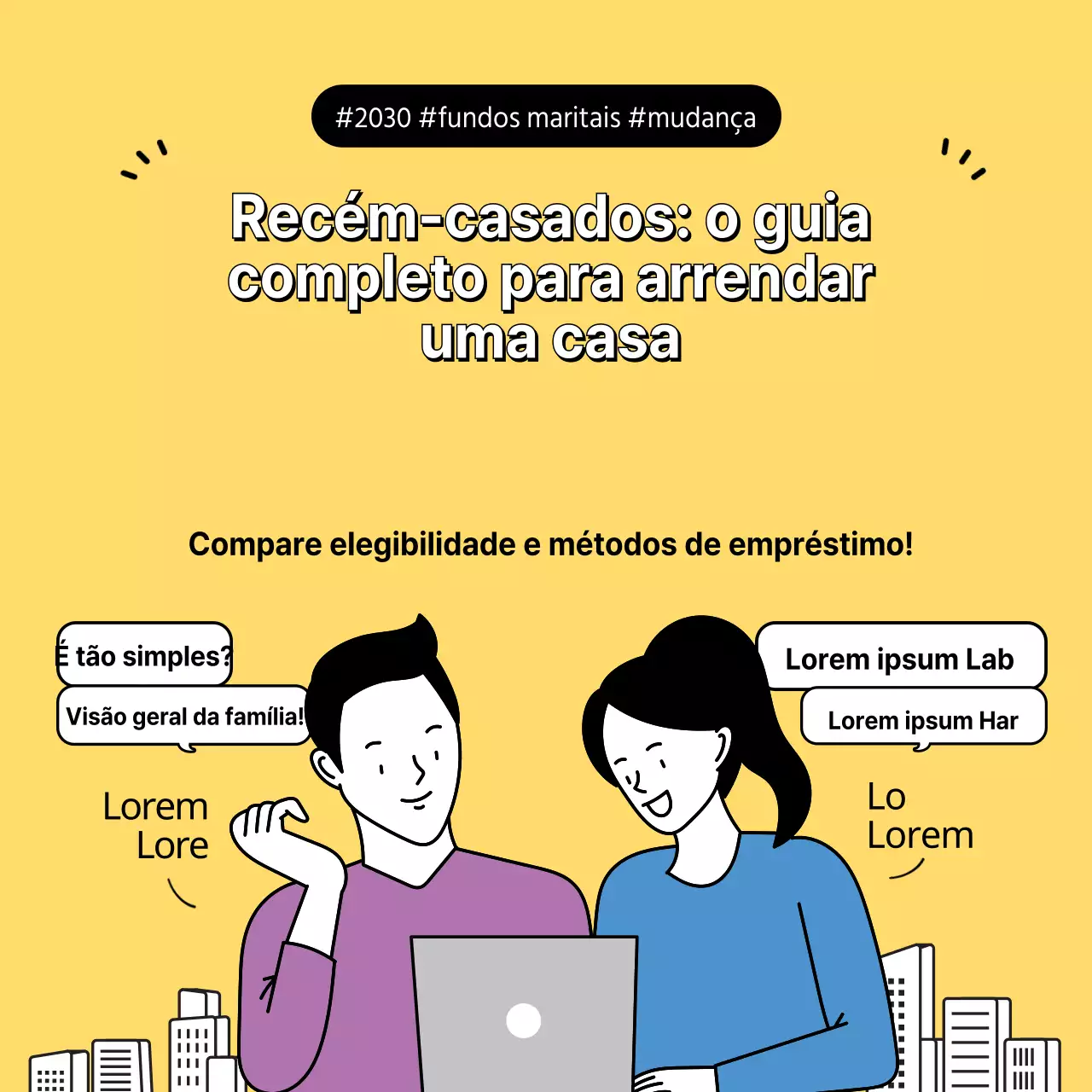 Um guia simples, amarelo e branco para os recém-casados sobre as finanças do casamento