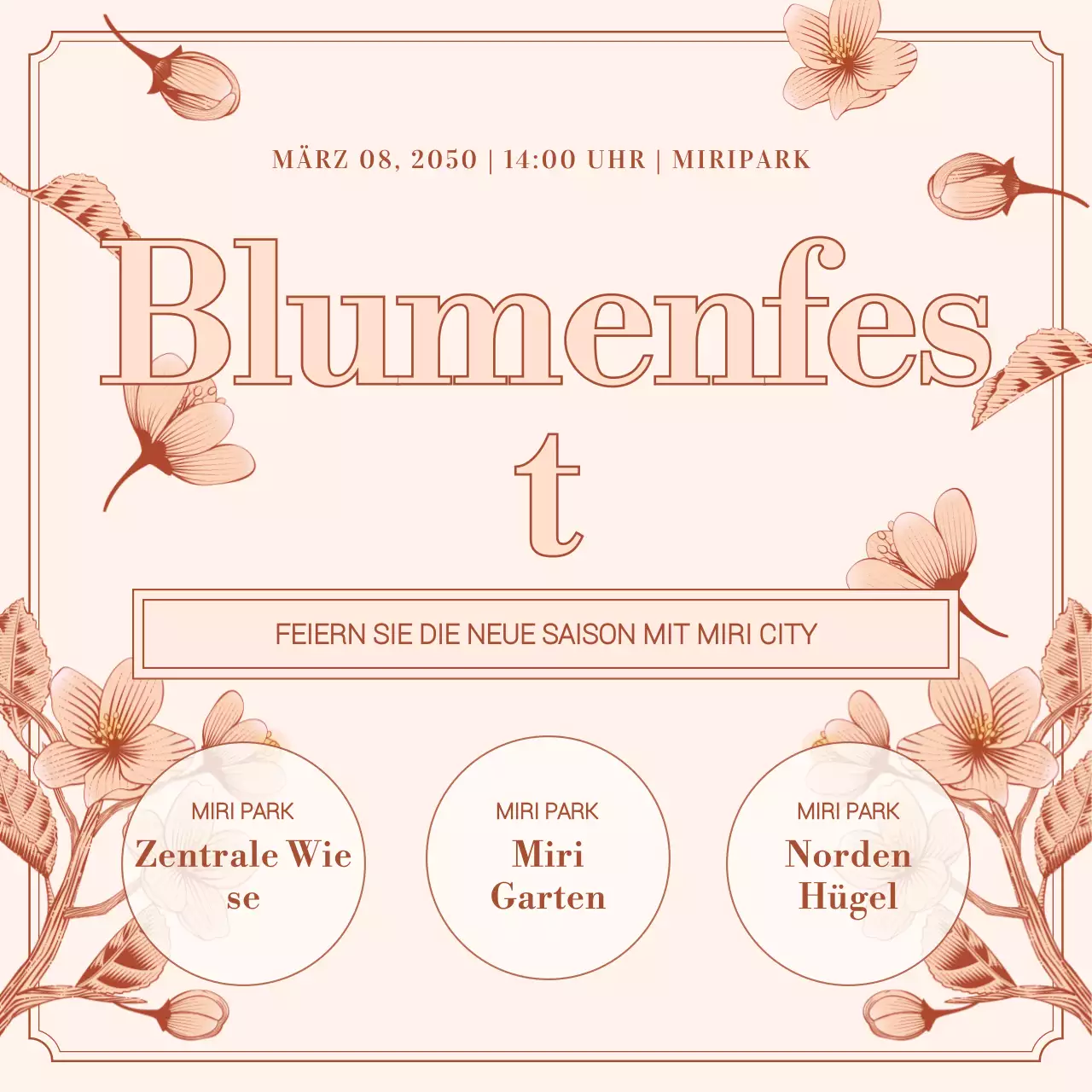 Förderung eines Frühlingsfestes in Rosa- und Brauntönen