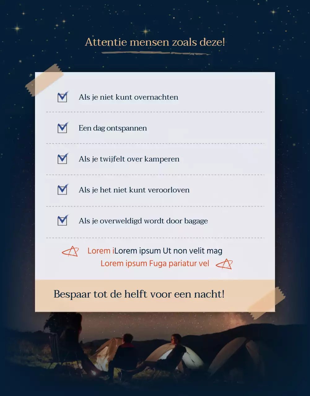 Marine en donker camping detailpagina