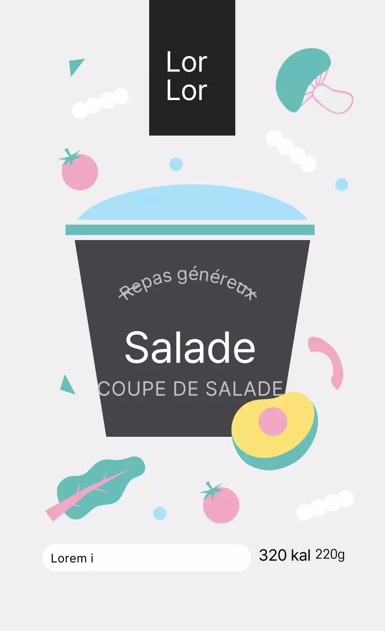 Light Grey Cute Simple Cup Salad Lunch Box Stickers