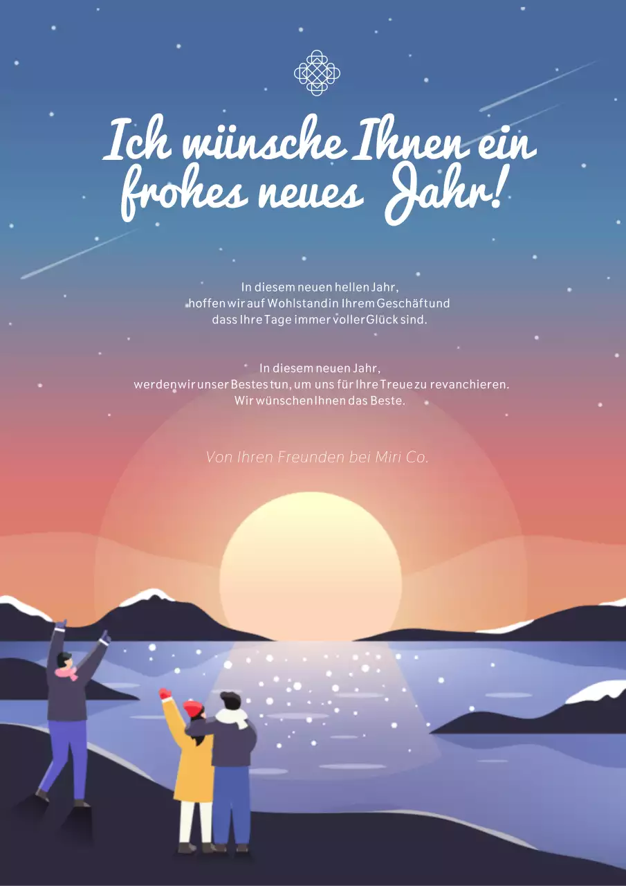 Neujahrsgrüße von einem roten Himmel