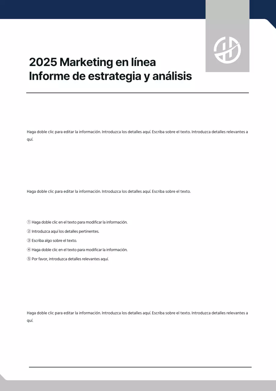 Formulario de informe de empresa en azul marino y gris
