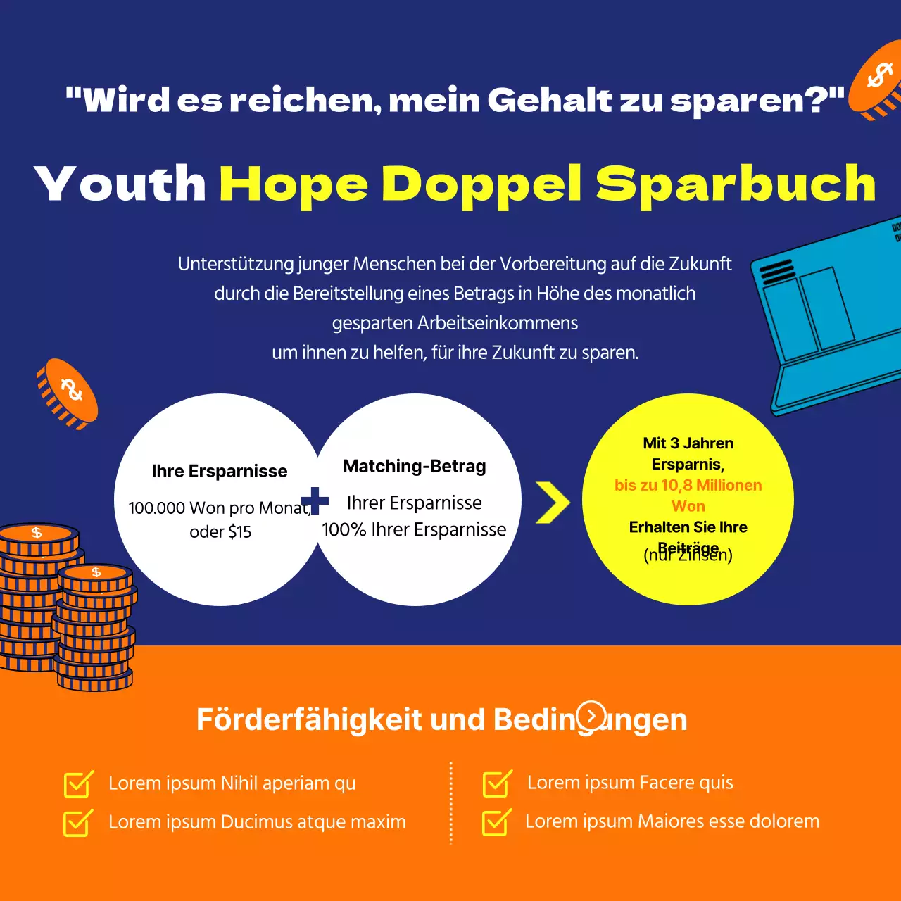 Melden Sie sich an, um Benachrichtigungen über Informationen zur Jugendförderpolitik mit lustigen und verspielten Illustrationen in Orange und Marineblau zu erhalten.