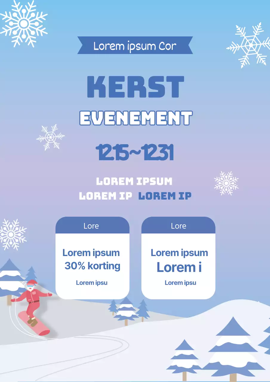 Blue Illustration Kerstverkoop Skigebied