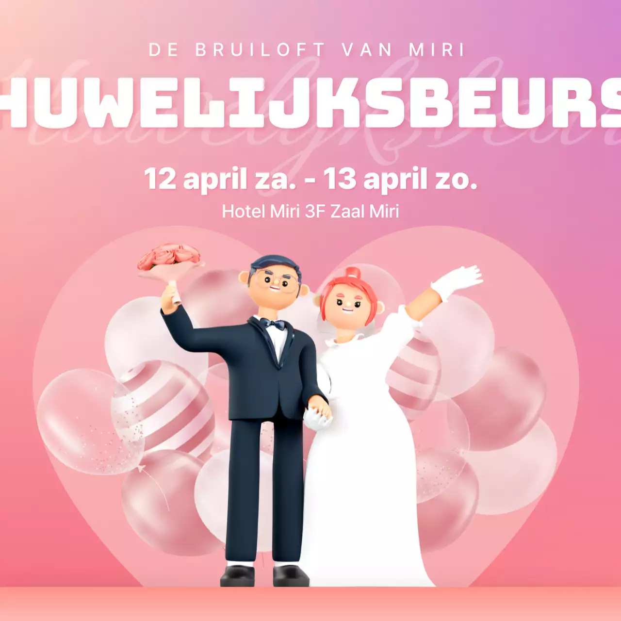 Mooie roze trouwadvertentie