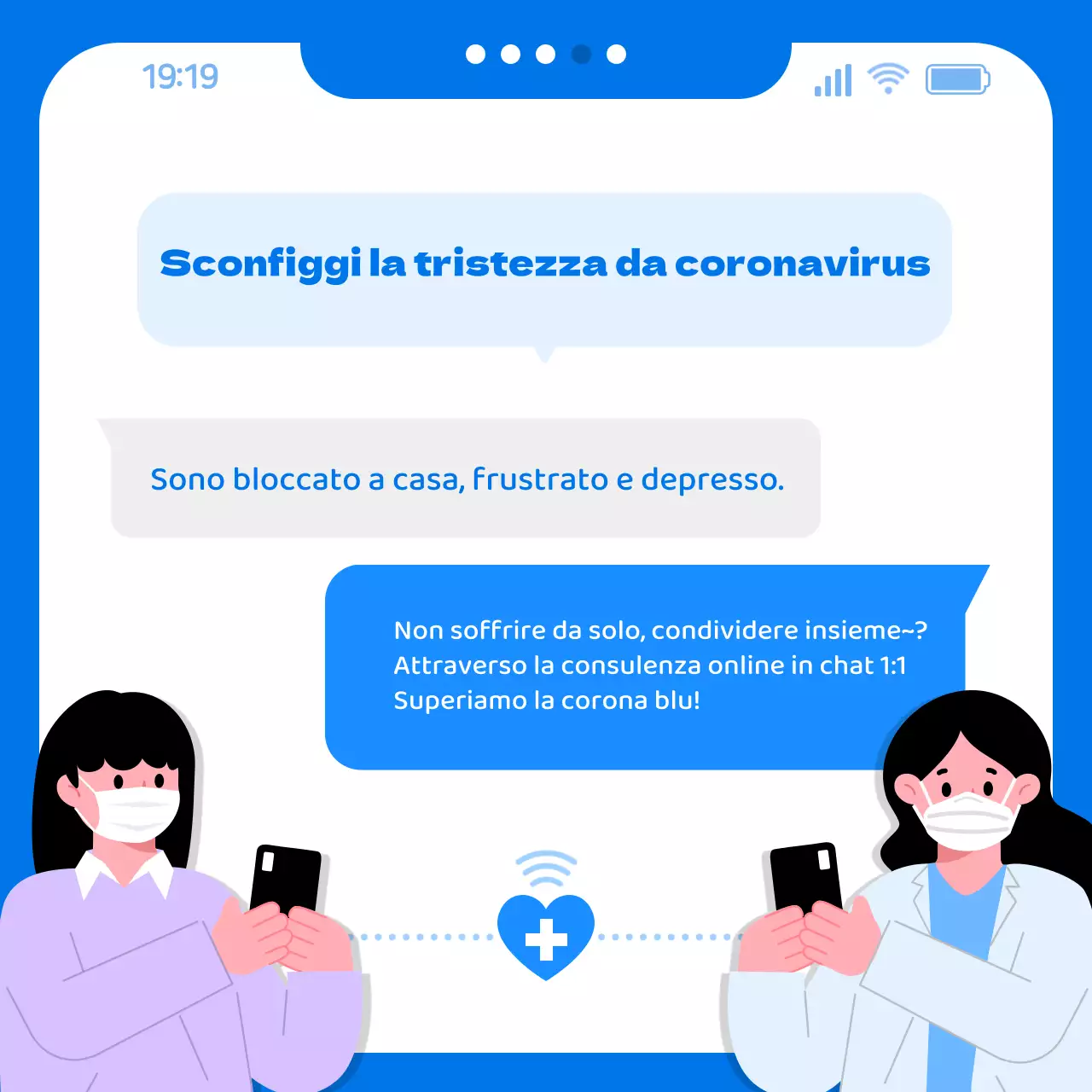 Corona Blue con tema chat blu