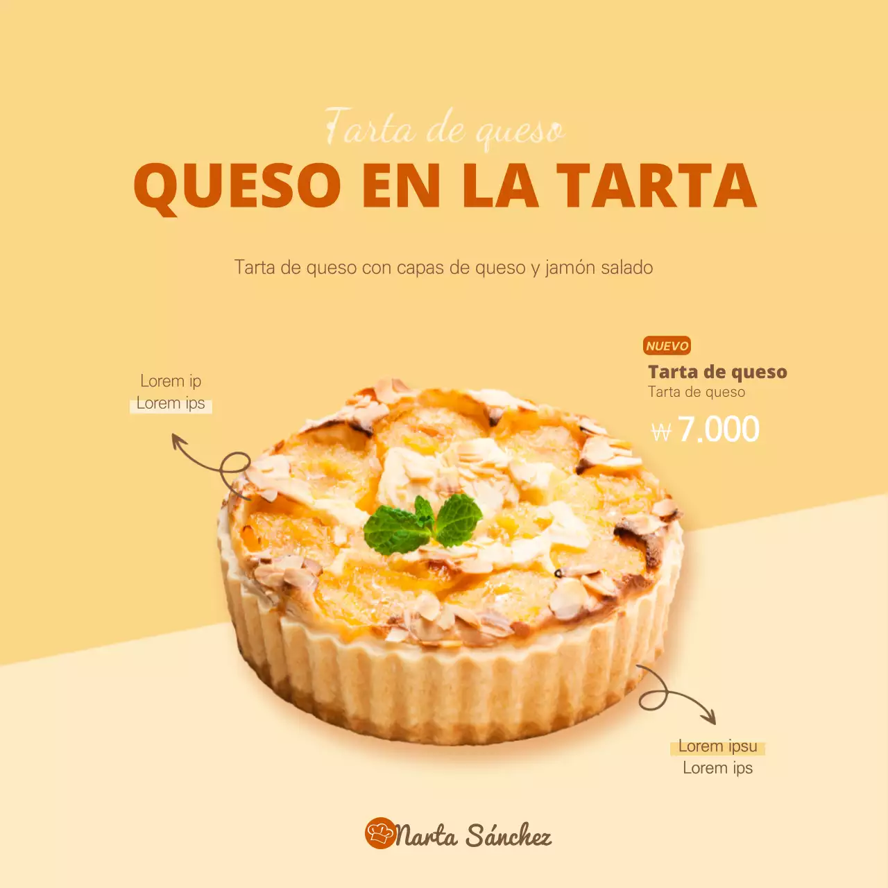 Bandera de la tarta de queso amarillo