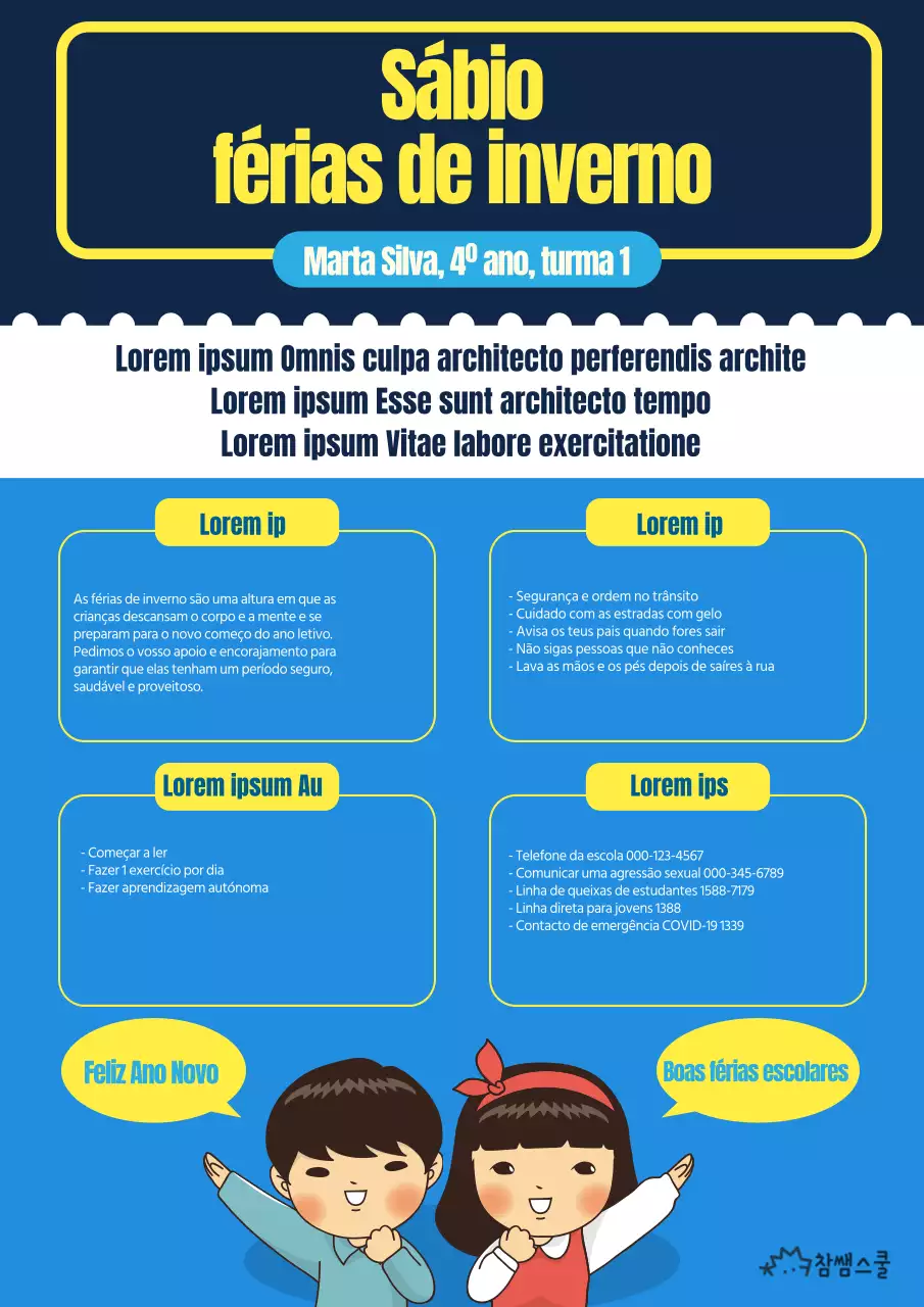 Planeador de férias de inverno azul e amarelo