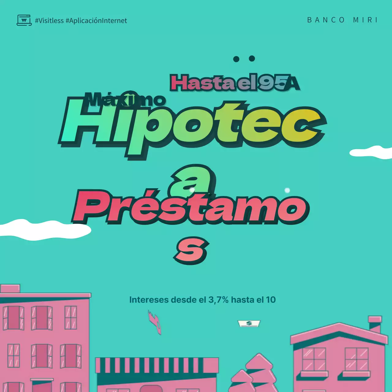 Hipoteca azul claro y rosa gif animado video banner