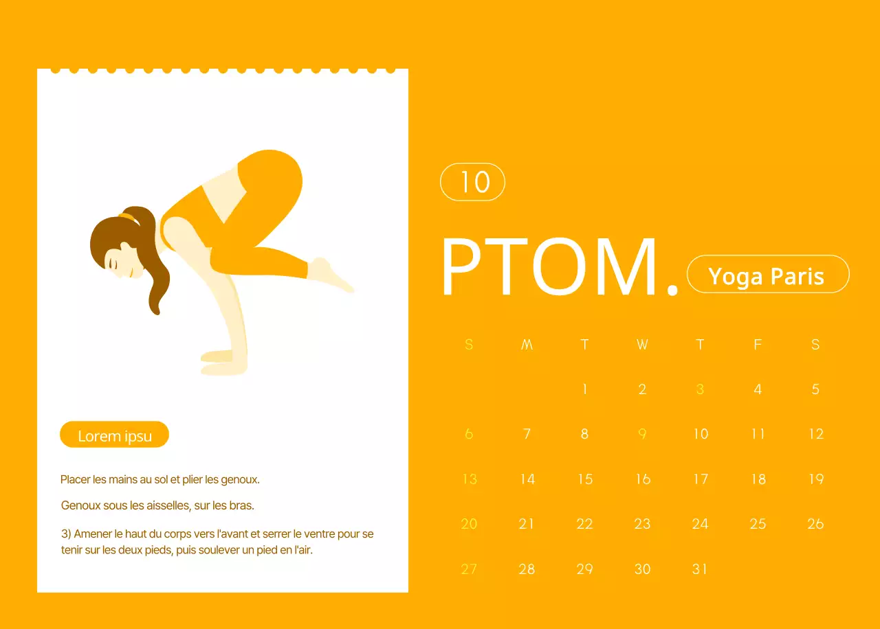 Calendriers orange à distribuer lors de la promotion de votre studio de yoga