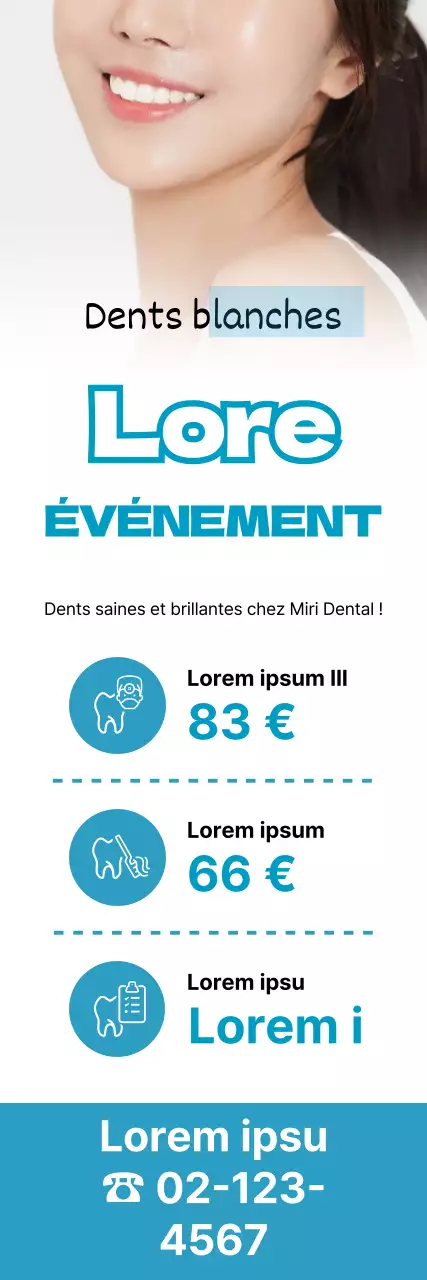 Événement de blanchiment des dents chez le dentiste bleu