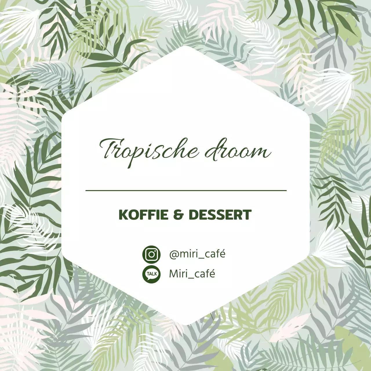 Groen tropisch patroon cafe visitekaartje promotionele label
