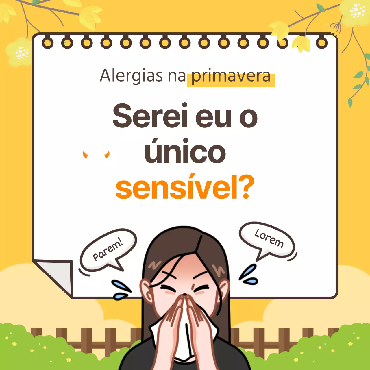 Desenho CardNews em amarelo