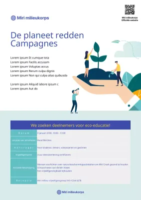 Ecologische voorlichtingscampagne met een rustgevend blauwgetint illustratieconcept.