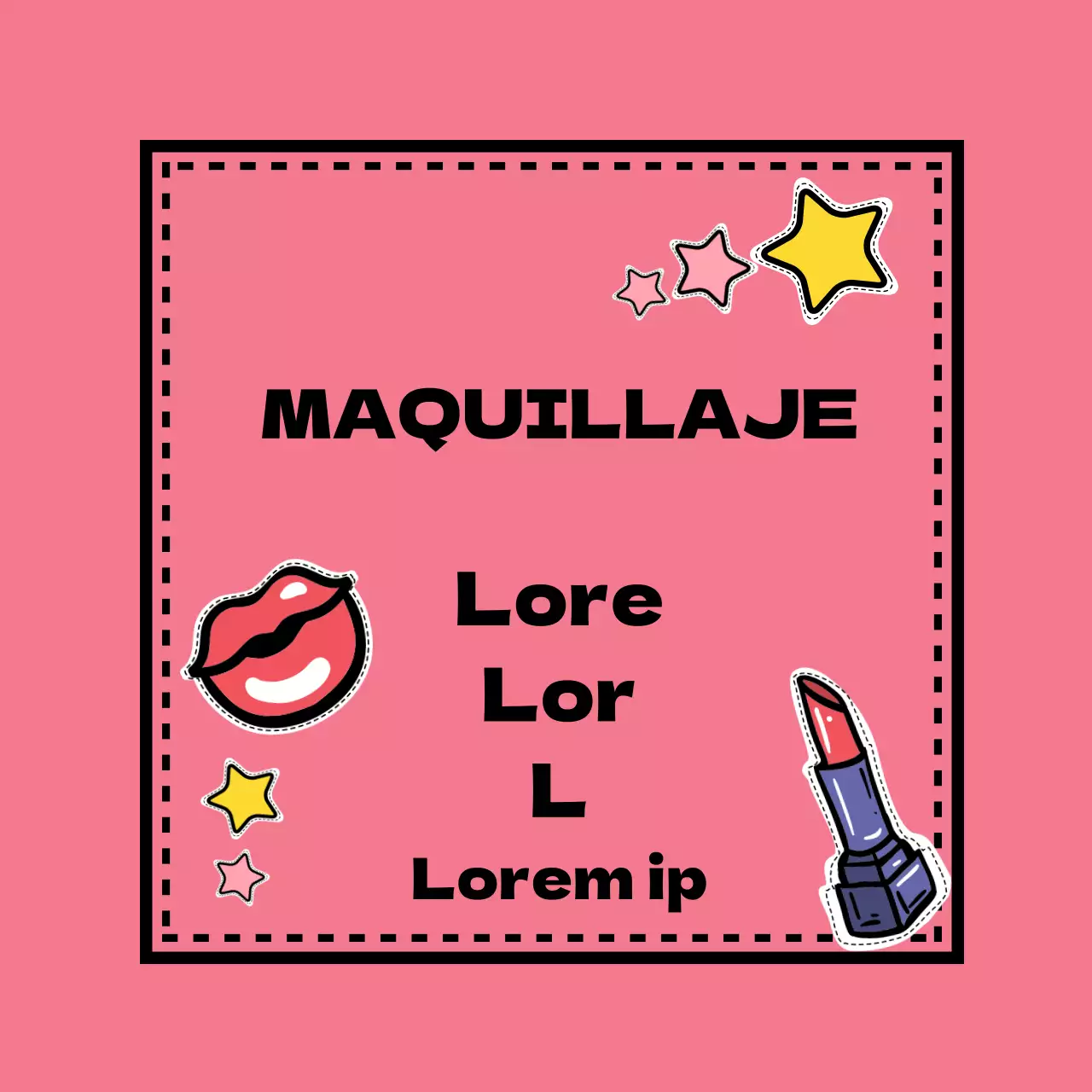 Promover rosa amarillo retro ilustración maquillaje