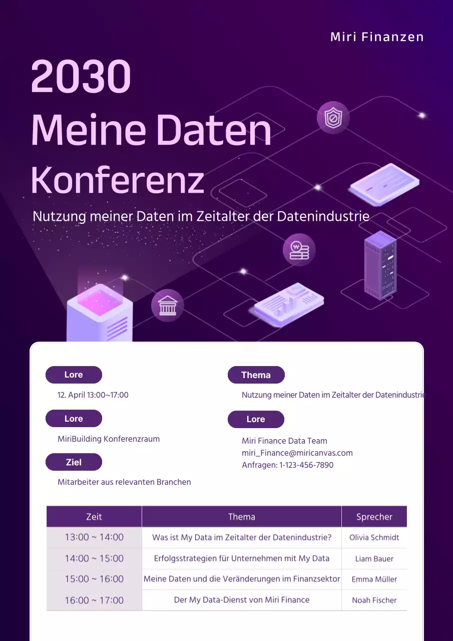 Leitfaden zur MyData-Konferenz, lila hervorgehoben