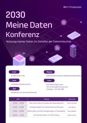 Leitfaden zur MyData-Konferenz, lila hervorgehoben