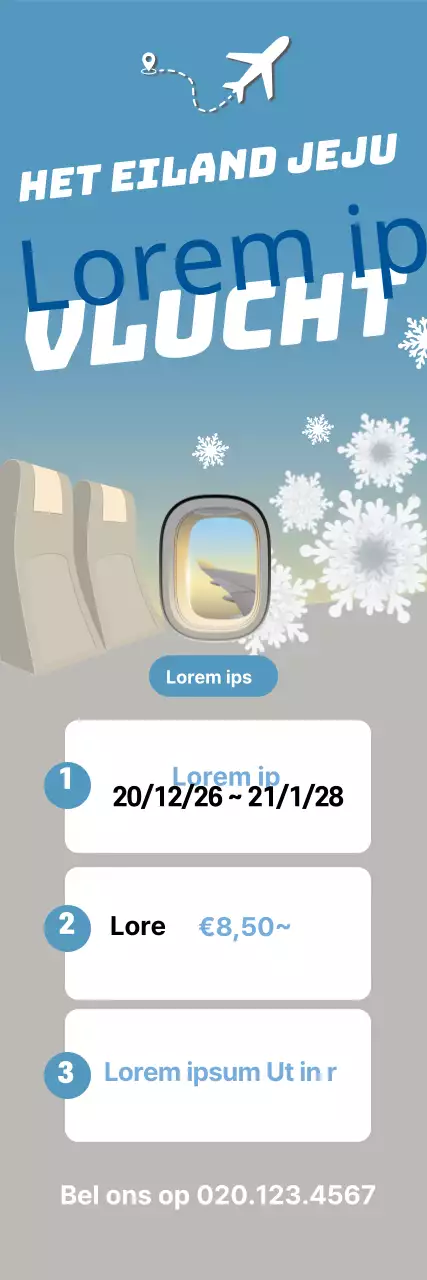 Blauwe tekstPromoot reisevenementen