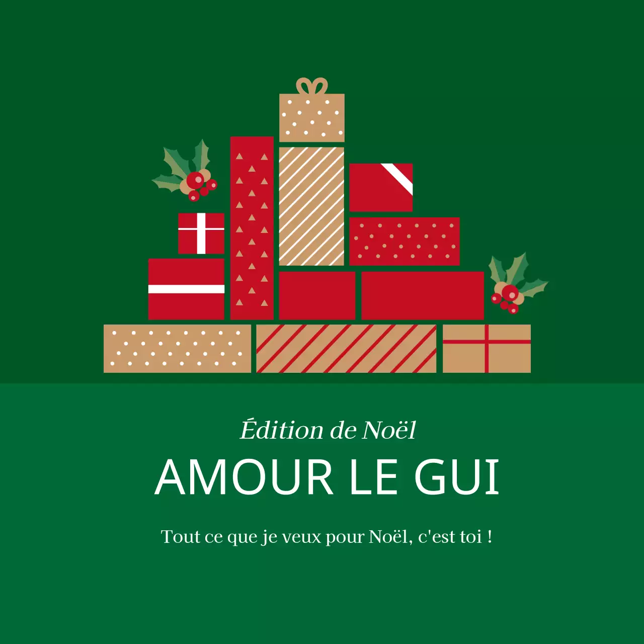 Étiquettes de Noël illustrées vertes et rouges