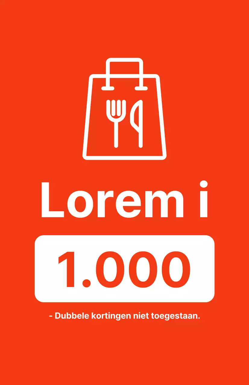 Promoot verpakkingskorting met contrasterende witte tekst op een rode achtergrond
