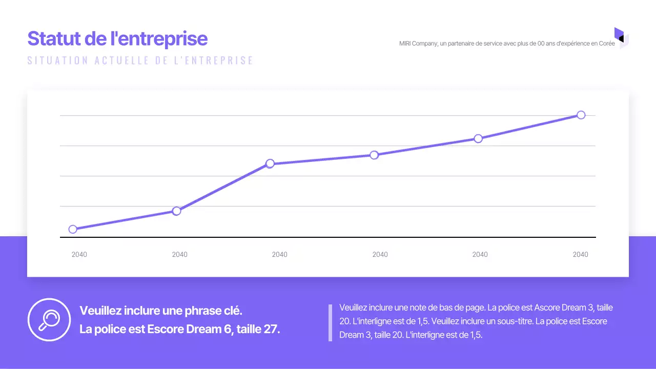 Présentation simple d'une entreprise dans des tons violets