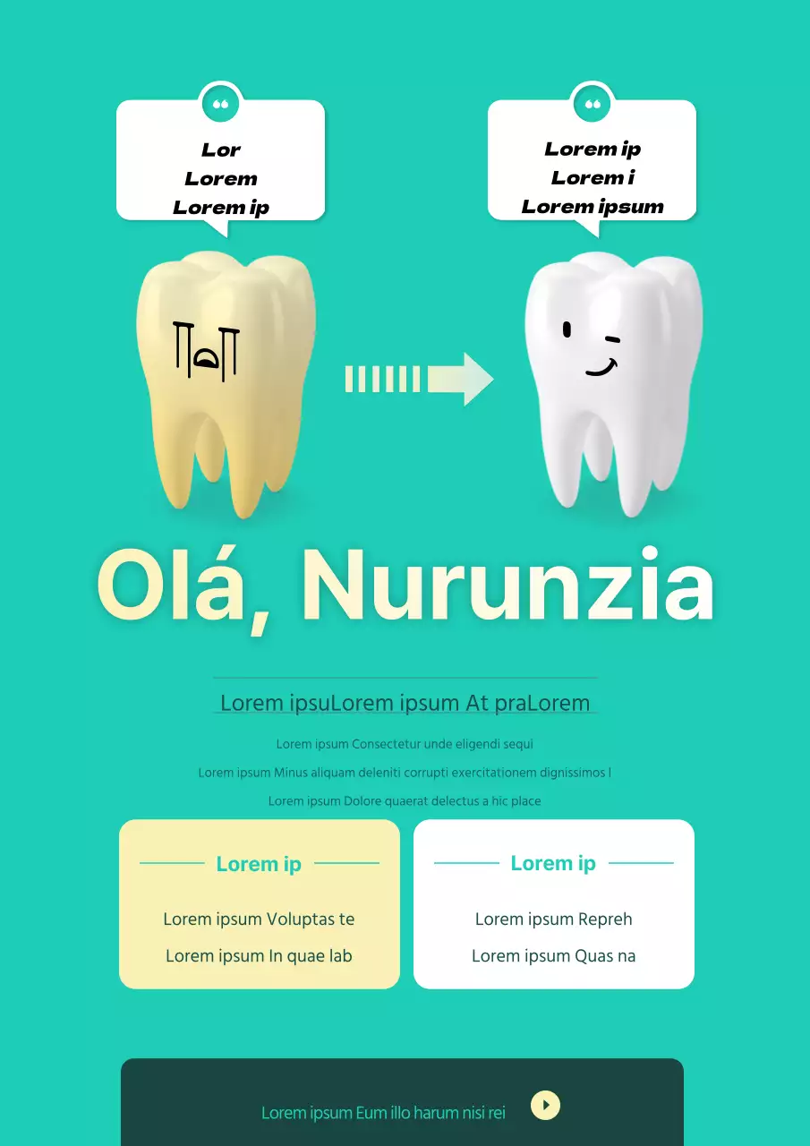Promoção do recrutamento à distância de tratamentos de branqueamento dentário com ilustração de dentes turquesa