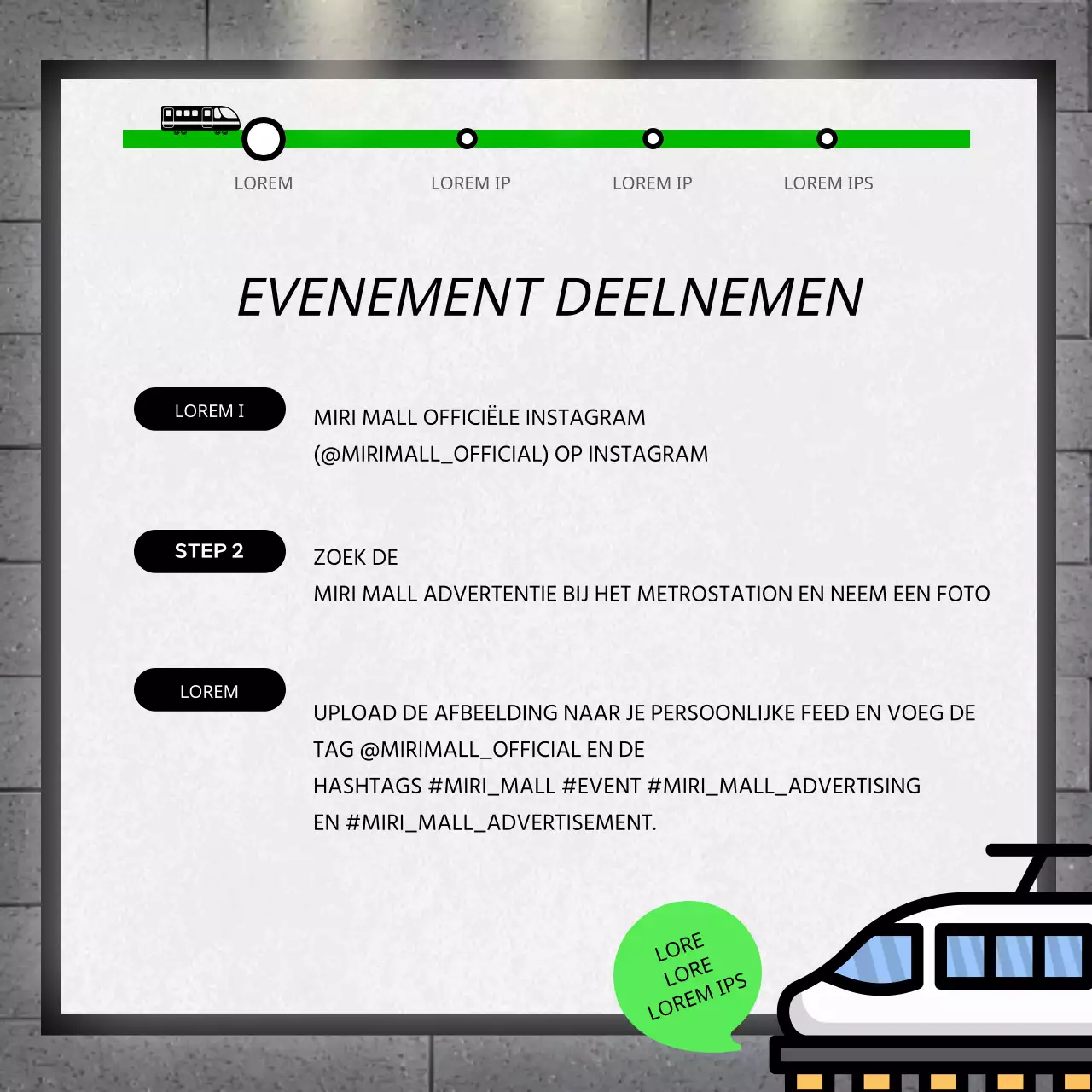 Subway advertentie foto evenement met groen billboard concept