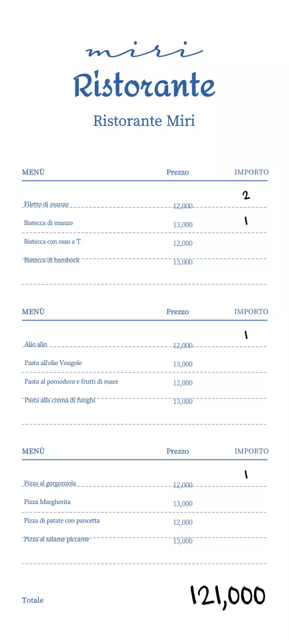 Ricevuta del logo di un ristorante con uno stile emozionale e semplice