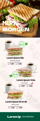 Saubere Restaurant-Sandwichkarte mit grüner Fotohervorhebung