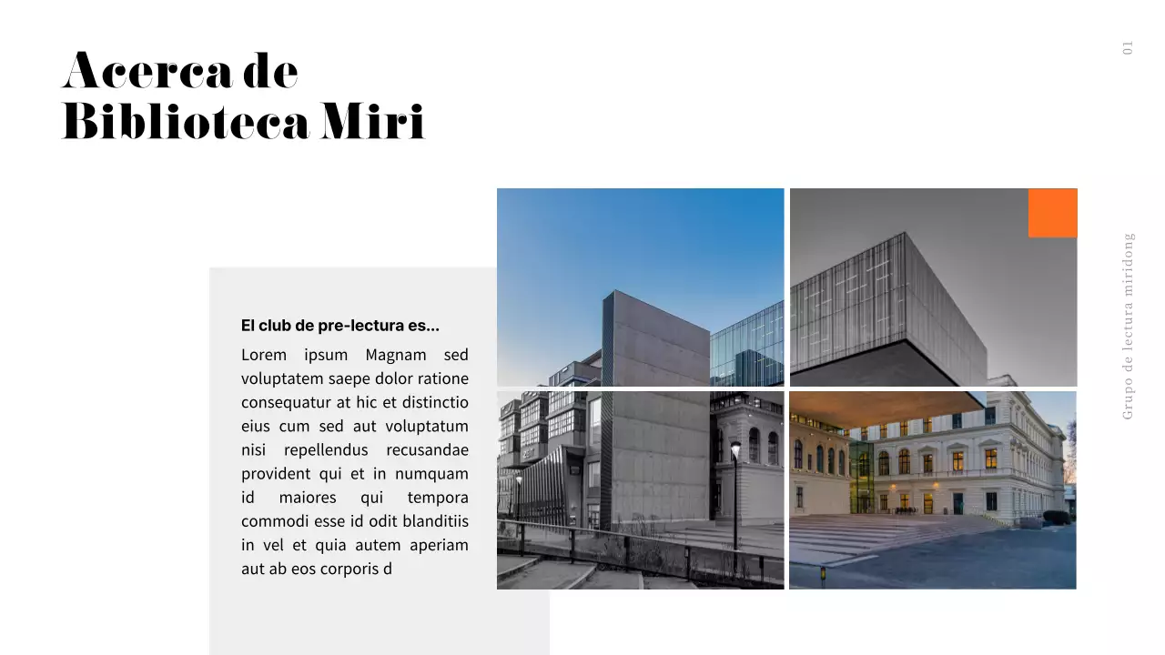 Naranja, limpio, moderno, reclutamiento para el club de lectura en un estilo libresco