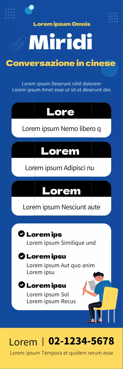 blu giallo scritte evidenziate illustrazione ordinata scuola cinese hopop