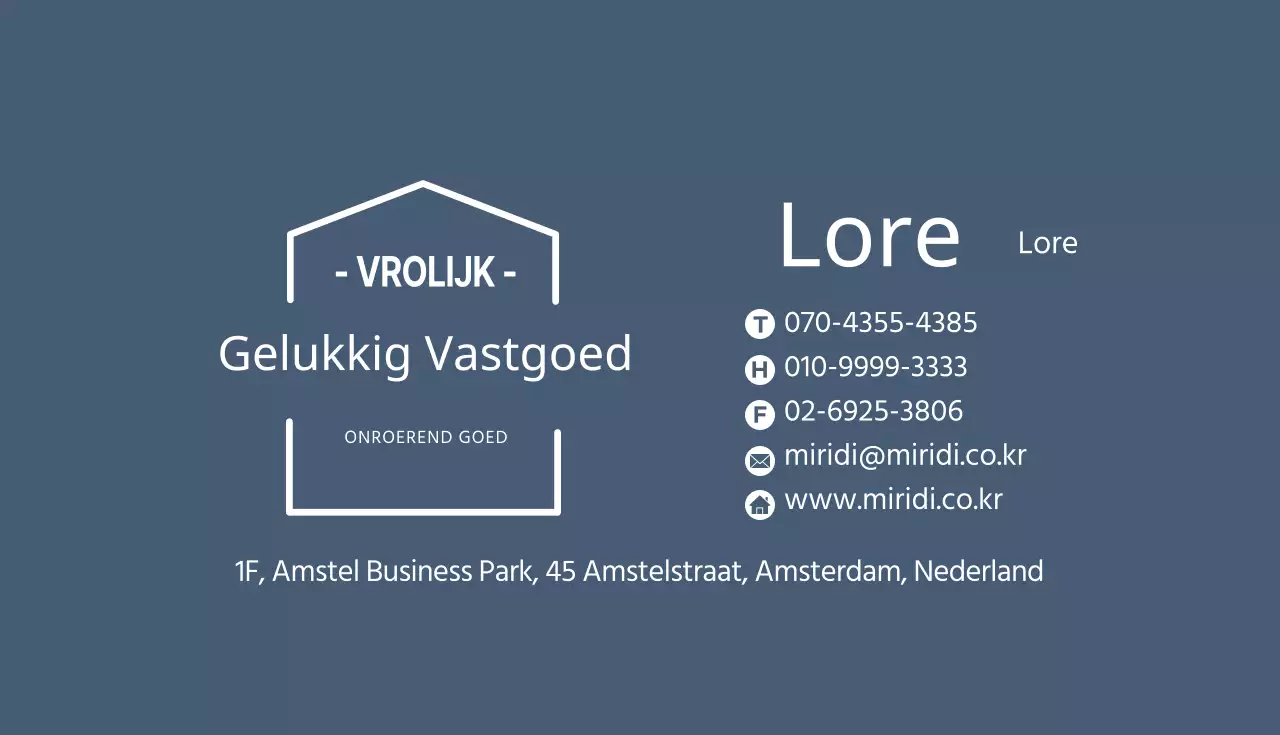 Wit en marineblauw geïllustreerd onroerend goed visitekaartje