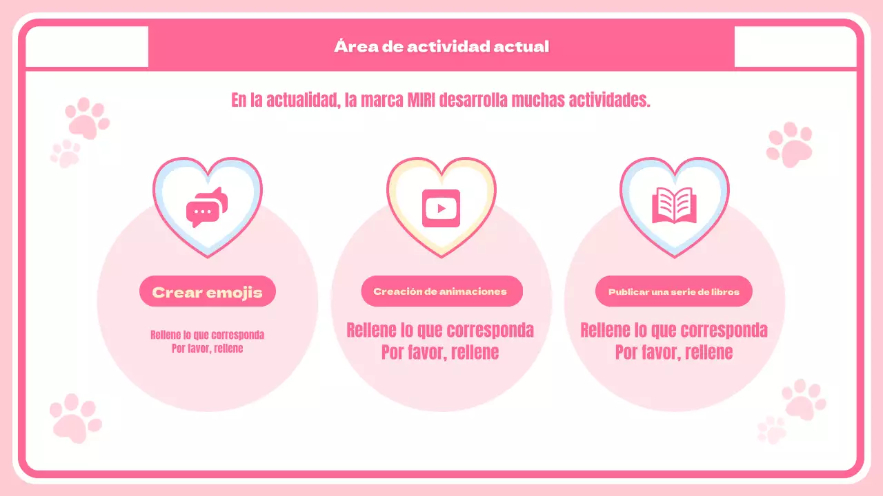 Simpática página de presentación de personajes y productos con fondo rosa a cuadros