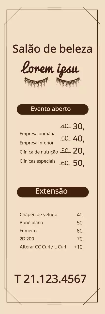 Loja de beleza com conceito de moldura simples em castanho e bronzeado claro