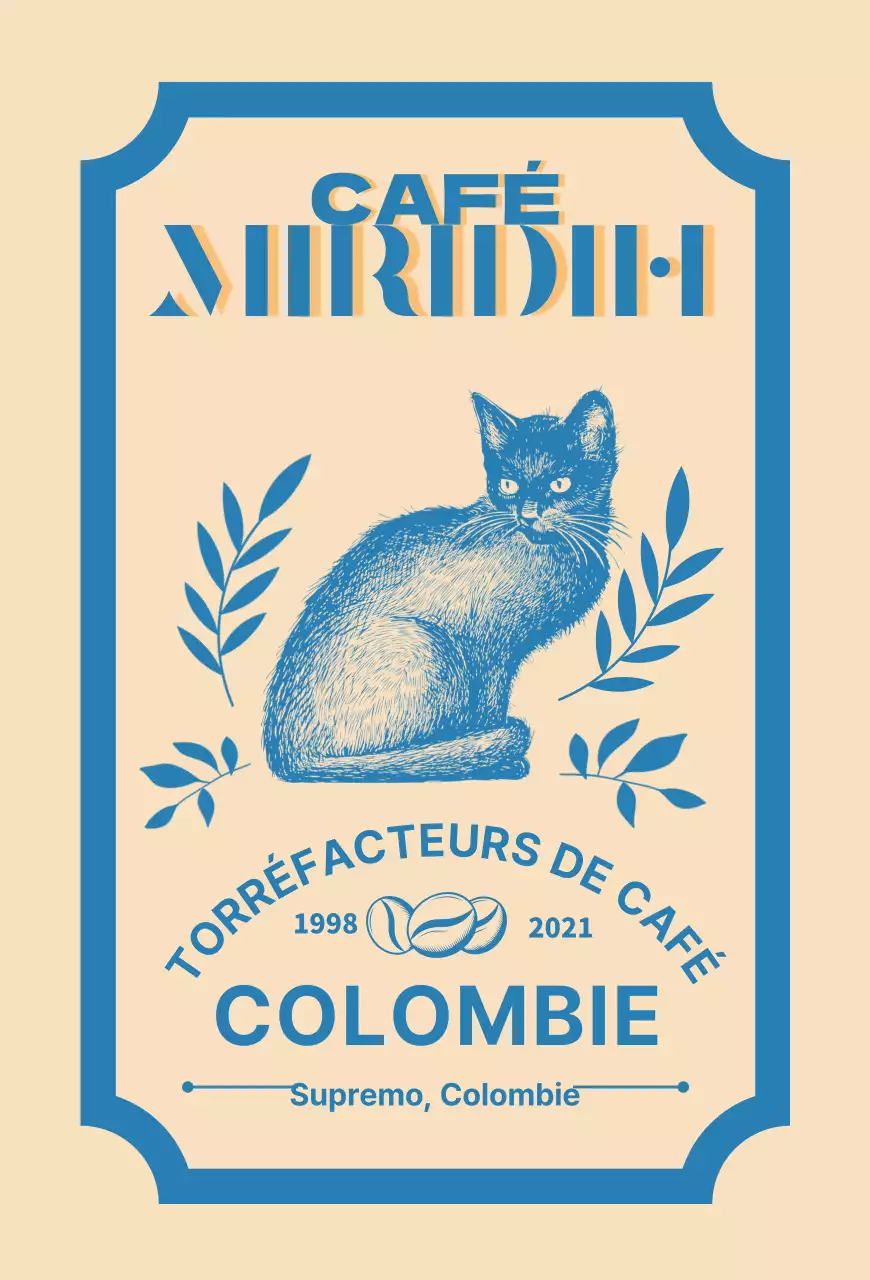 Un guide des marques et des grains de café avec un design typographique beige et bleu2