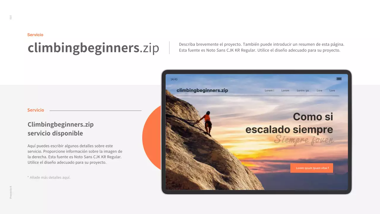 Una cartera de conceptos limpios en blanco y naranja