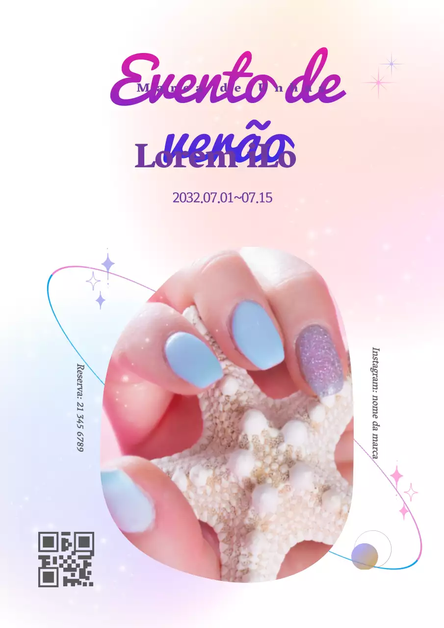 Foto gradiente em rosa e roxoUnhas destacadas eventos de verão