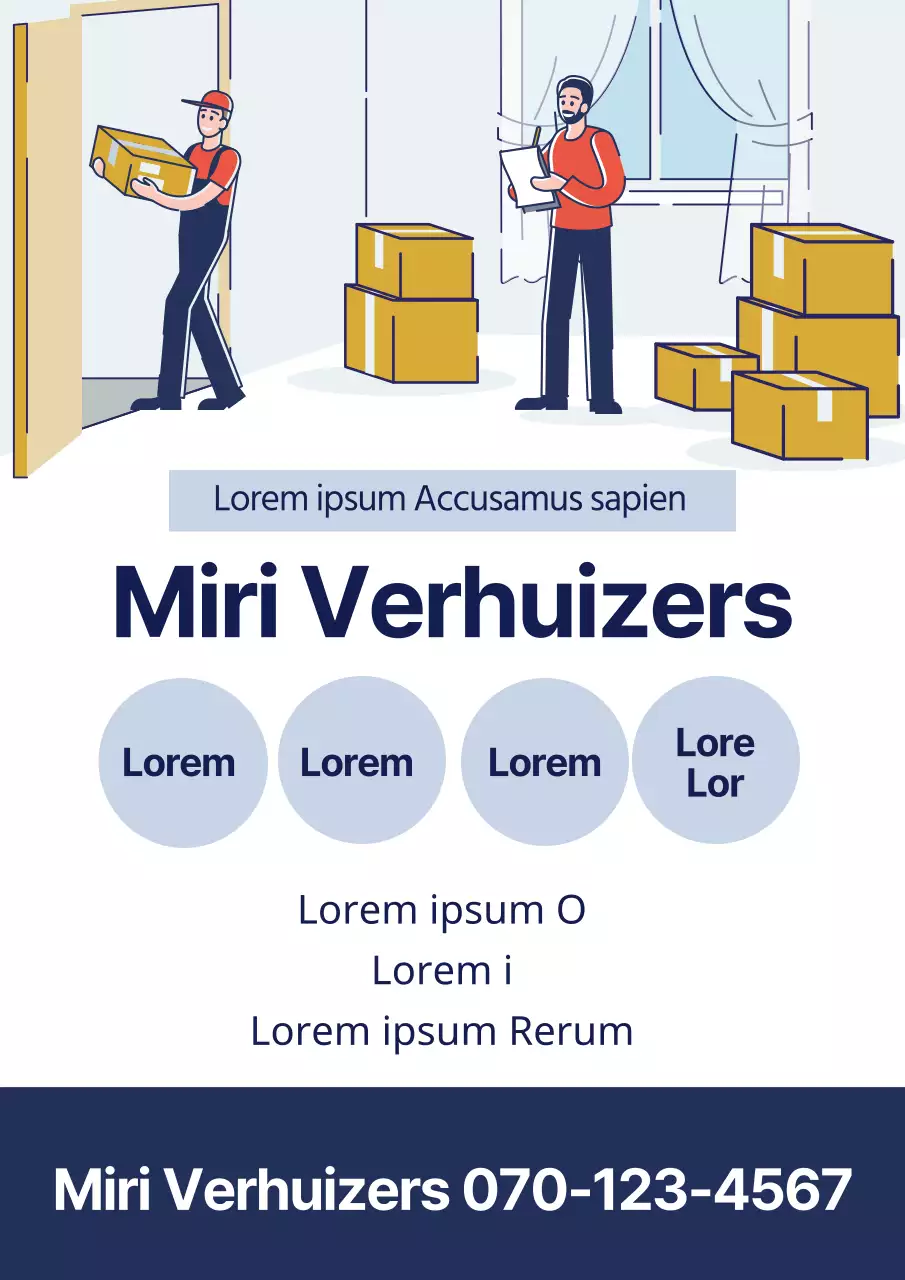 Blauwe illustratie Nette Yongdal Verhuis Promotie