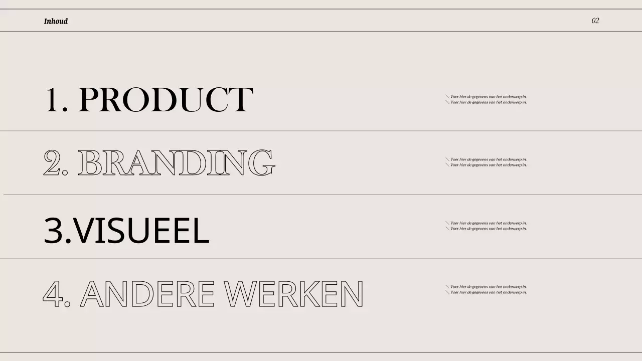 Strak gelijnde conceptportfolio in gebroken wit en zwart