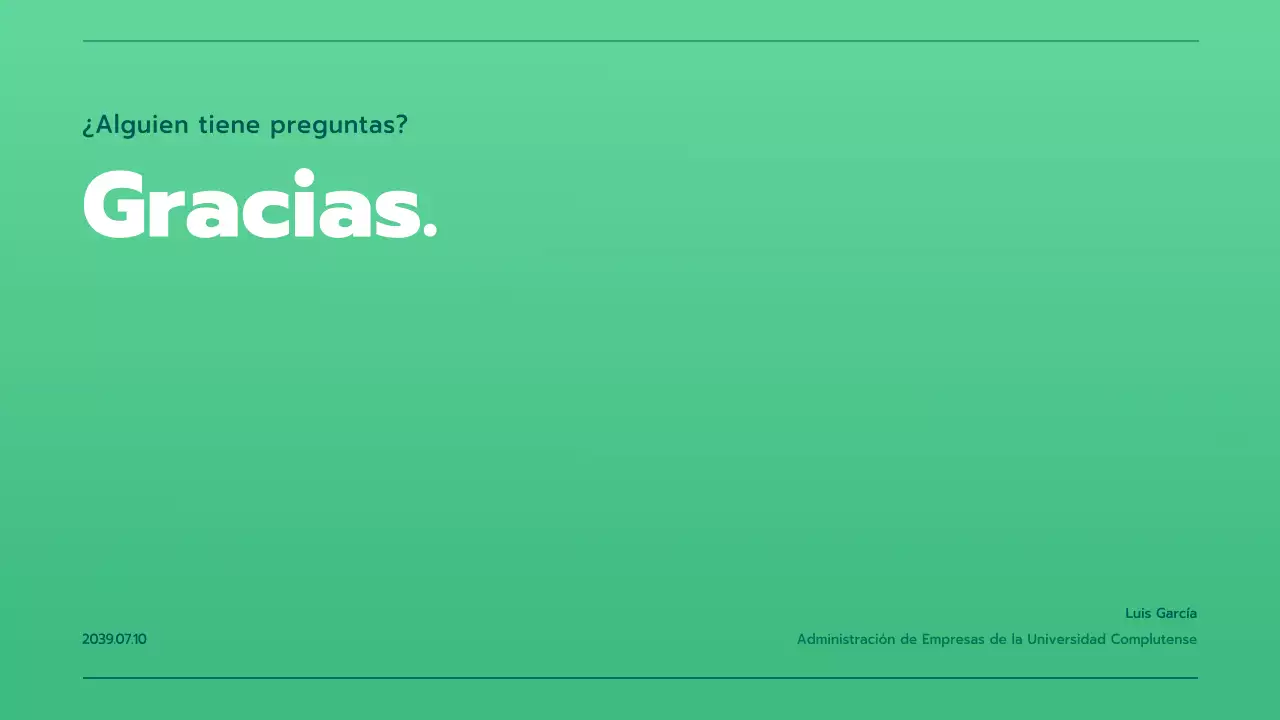 Presentación con varios gráficos en degradado verde