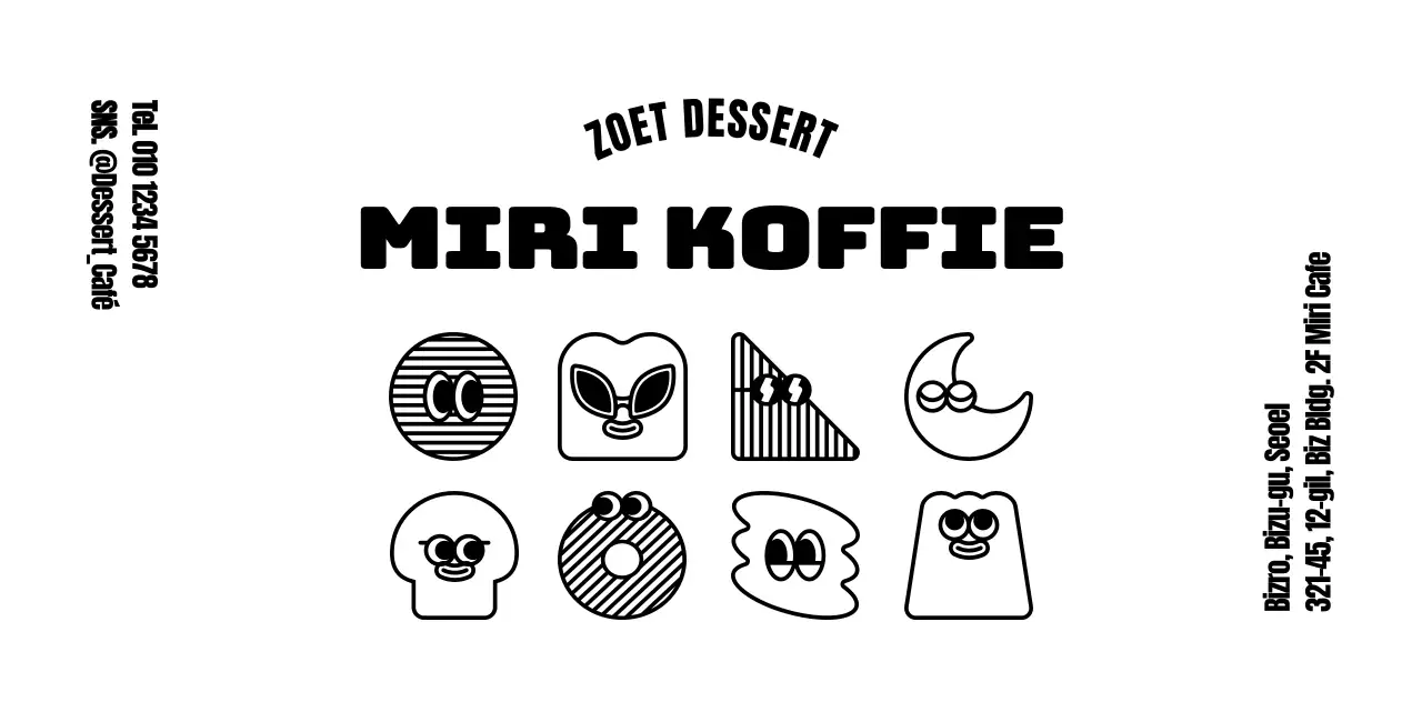 Een verzameling schattige en eenvoudige dessertillustraties voor informatie en service in een conceptueel dessertcafé.